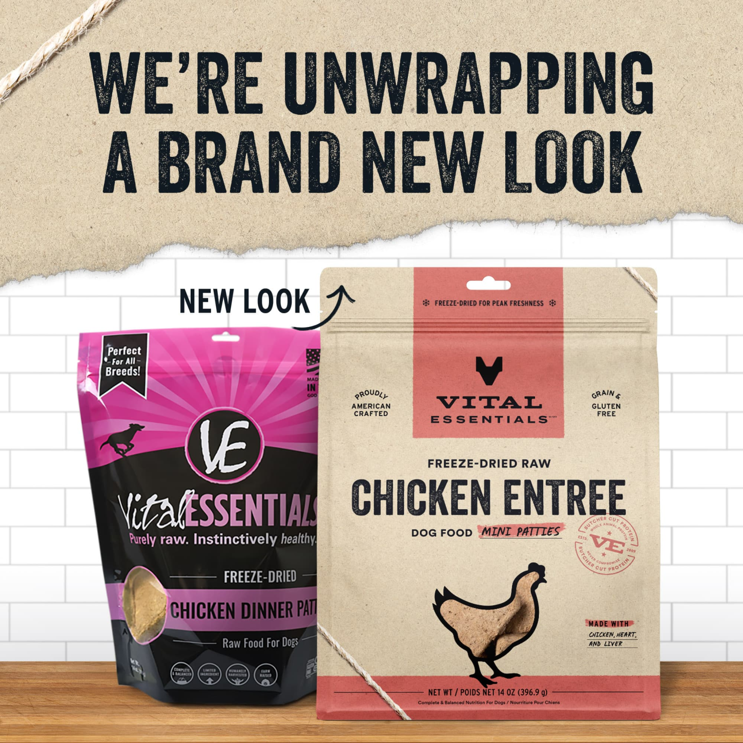 Vital Essentials Raw Freeze-Dried Mini Patties Chicken Dog Food