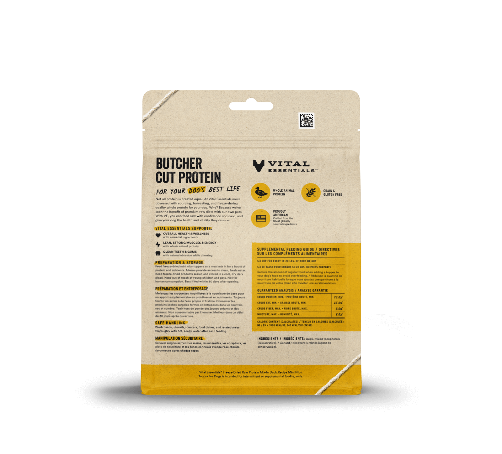 Vital Essentials Freeze-Dried Raw Protein Mix-In Mini Nibs Duck Topper for Dogs