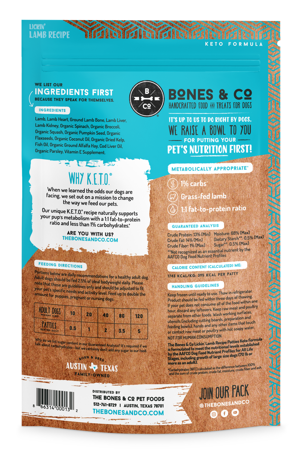 Bones & Co Keto-Approved Raw Frozen Dog Food