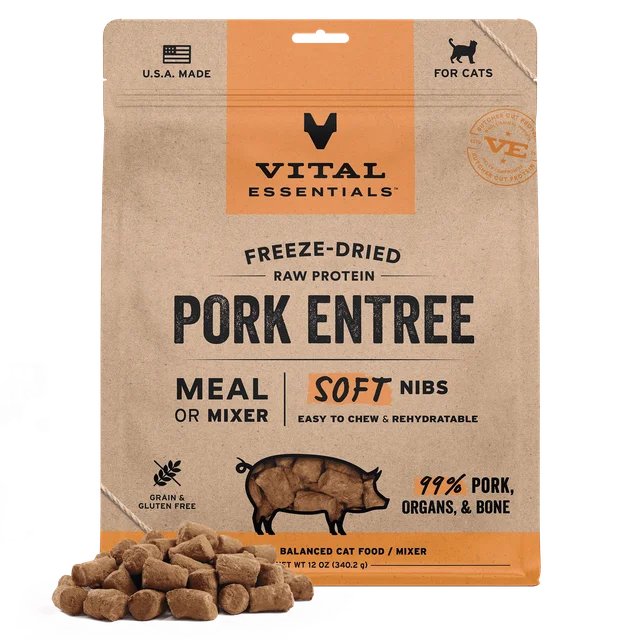 Vital Essentials Cat Freeze-Dried Soft Mini Nibs Pork Cat Food