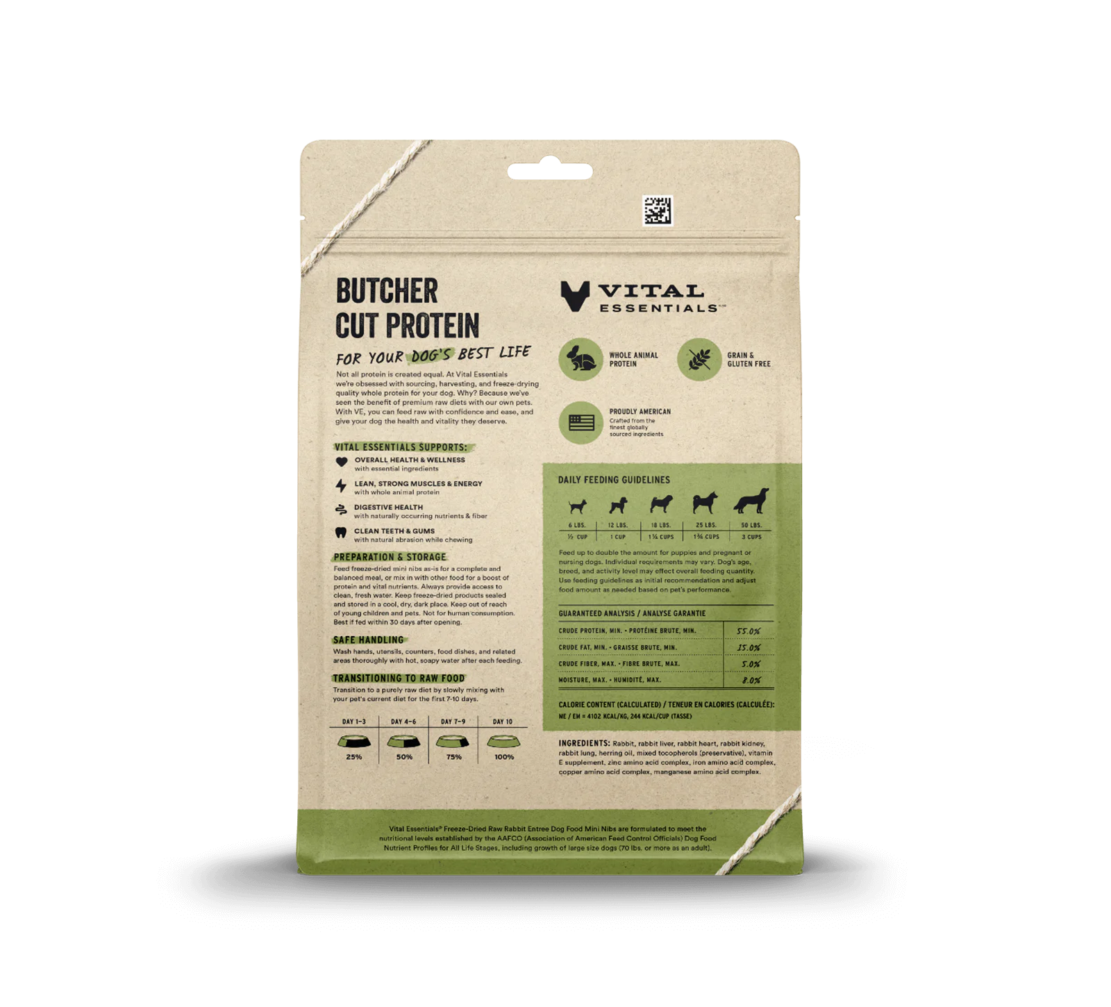 Vital Essentials Raw Freeze-Dried Crunchy Mini Nibs Rabbit Entree for Dogs