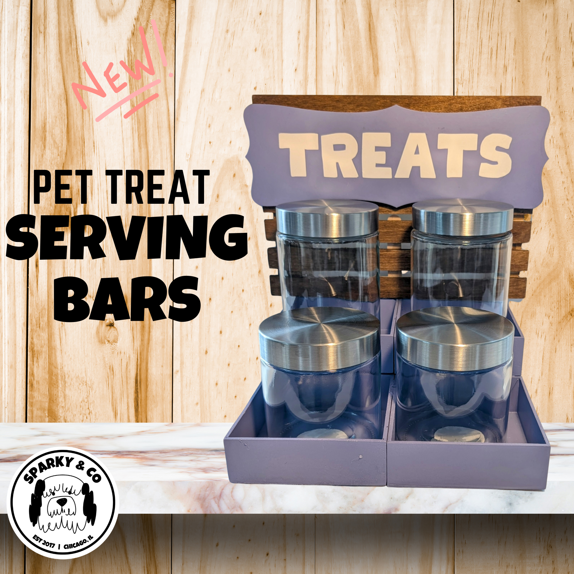 Sparky & Co Modern Cylinder Jar Pet Treat Serving Station