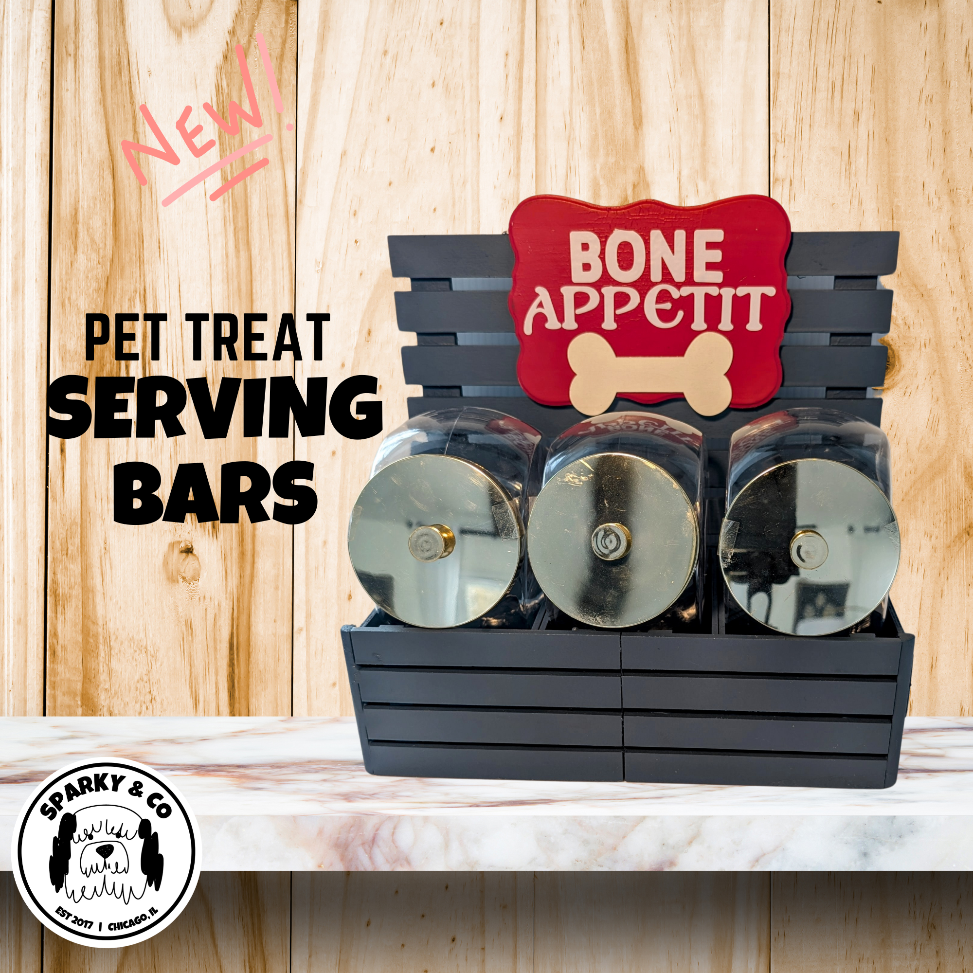 Sparky & Co Modern Cylinder Jar Pet Treat Serving Station