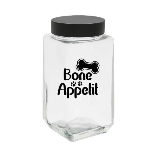 Sparky & Co square Glass Black Screw Top Treat Jars