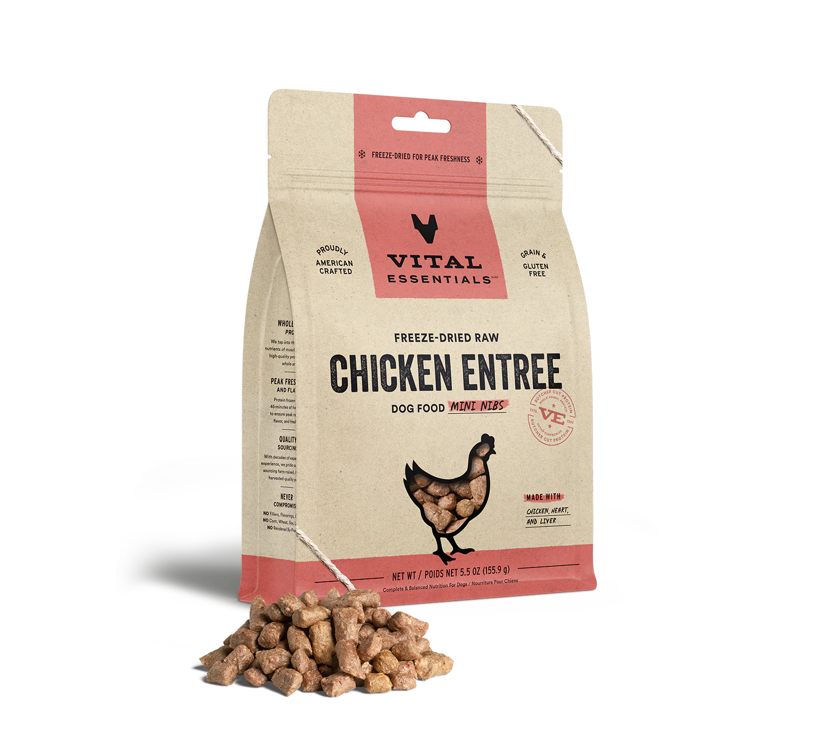 Vital Essentials Raw Freeze-Dried Crunchy Mini Nibs Entrée Chicken for Dogs