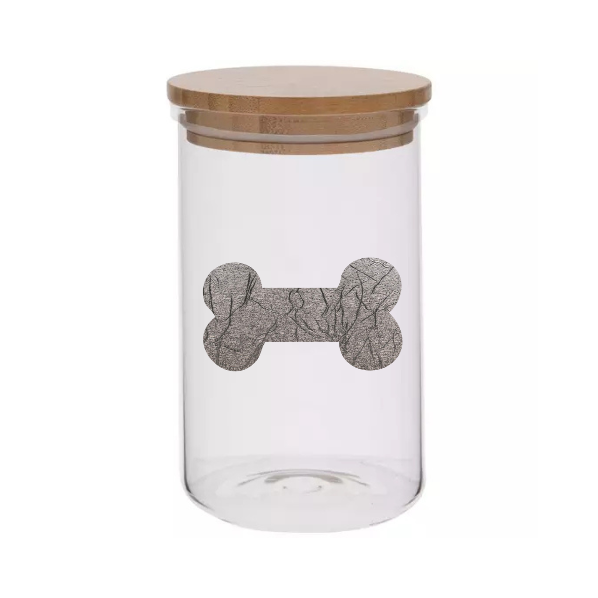 Sparky & Co 20oz Metallic Bone Cylinder Glass Treat Canister With Bamboo Lid