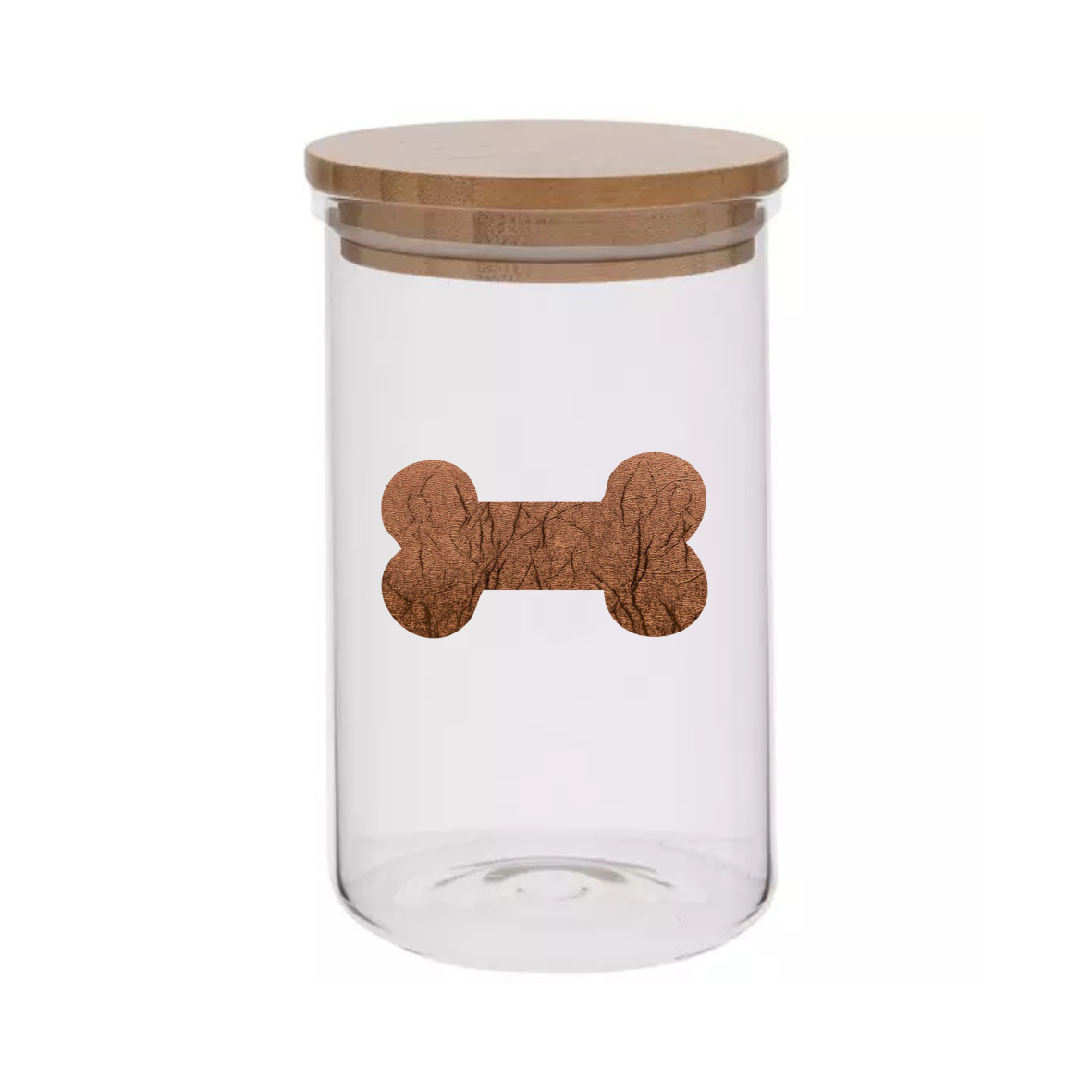Sparky & Co 20oz Metallic Bone Cylinder Glass Treat Canister With Bamboo Lid