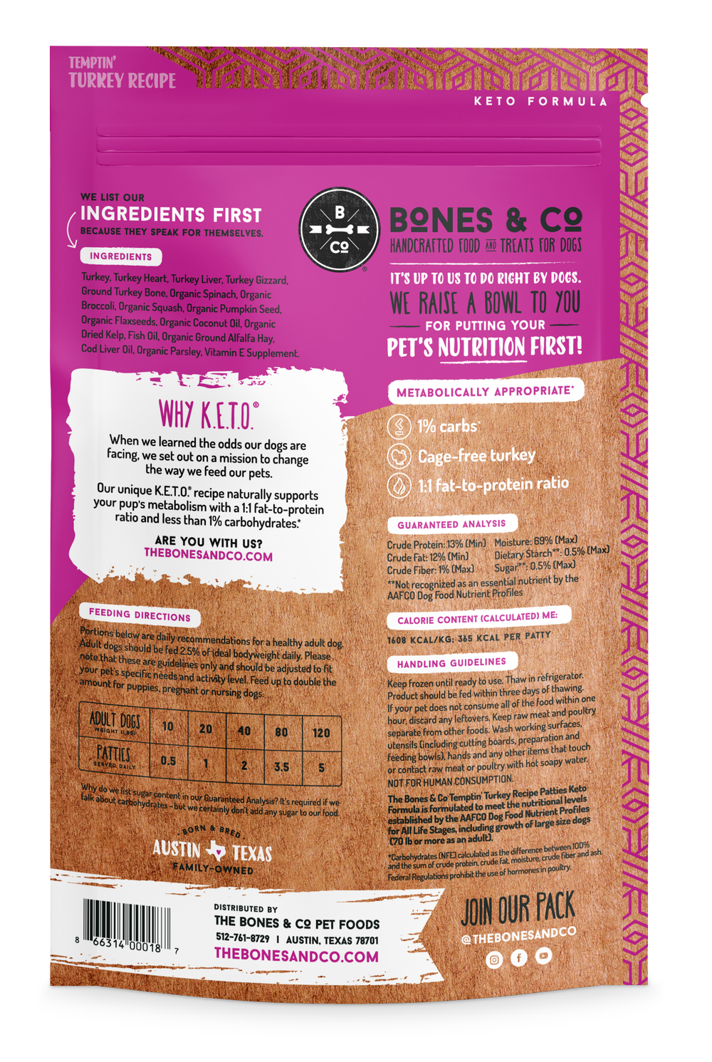 Bones & Co Keto-Approved Raw Frozen Dog Food