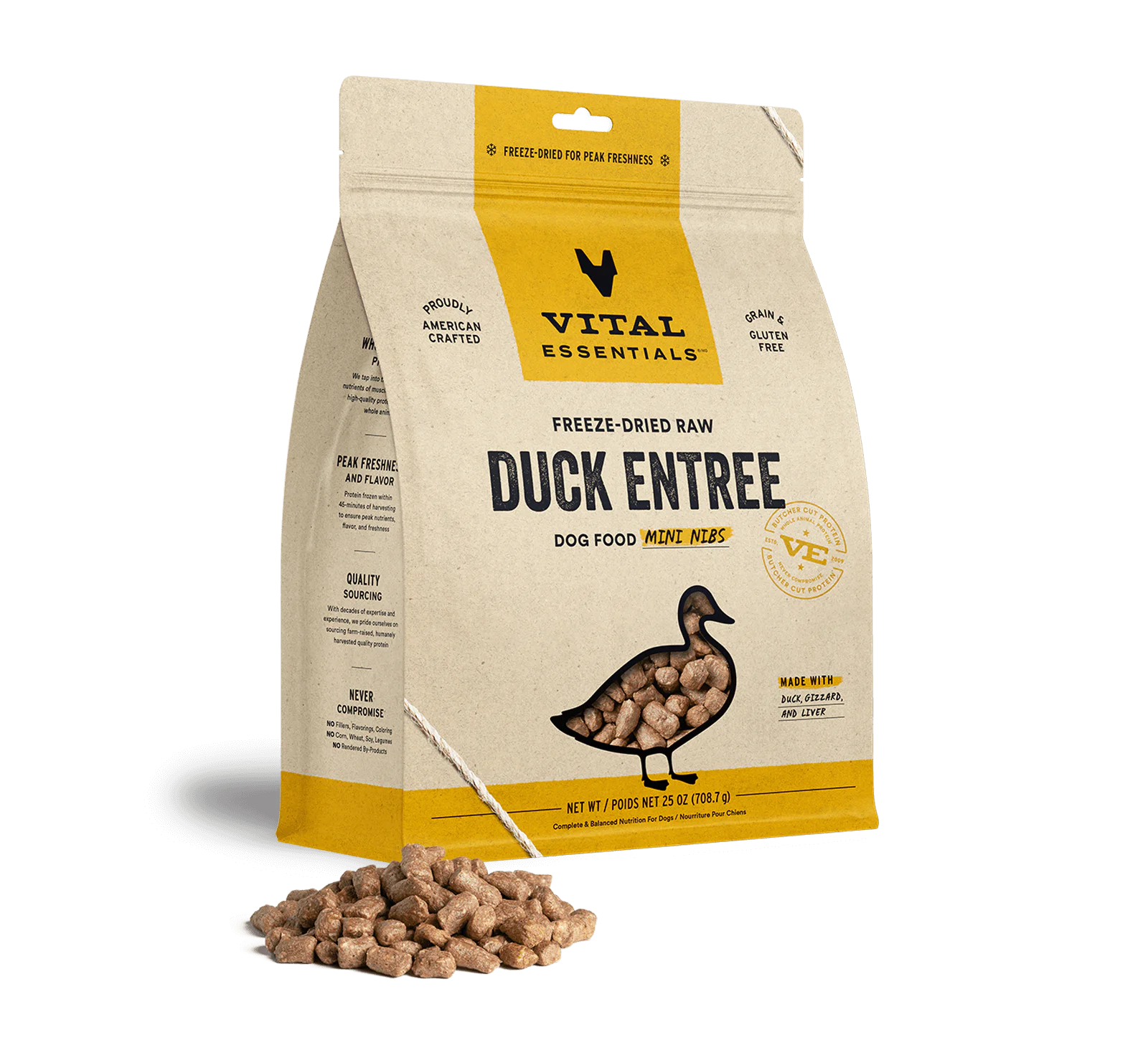Vital Essentials Raw Freeze-Dried Crunchy Mini Nibs Duck Entree for Dogs