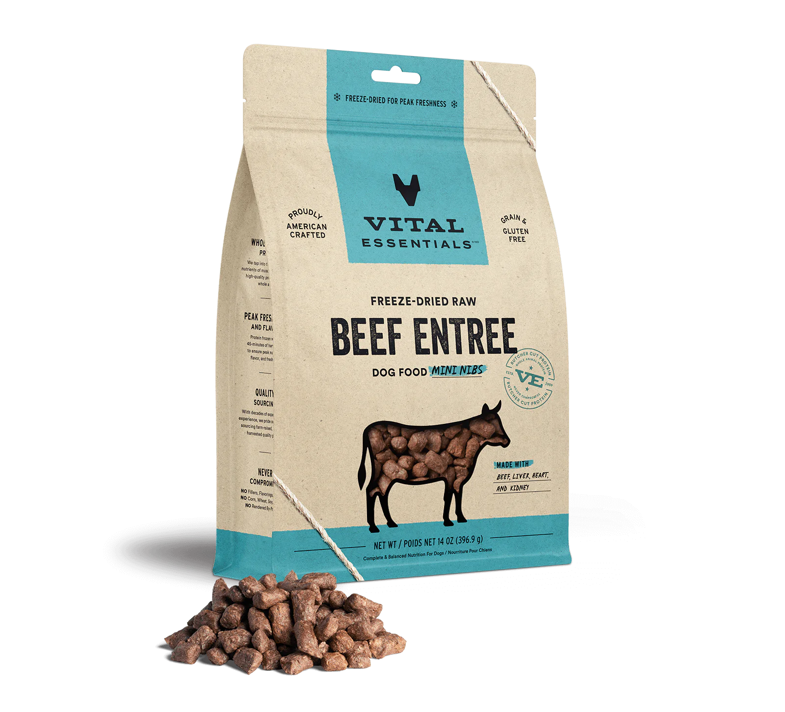 Vital Essentials Raw Freeze-Dried Crunchy Mini Nibs Beef Entree for Dogs