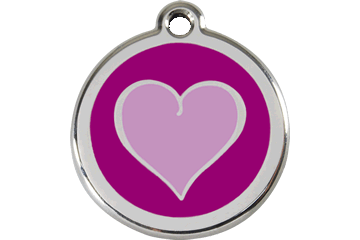 Red Dingo Enamel Pet ID Tag - 1HP - Heart Purple Small - Paw Naturals