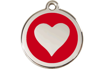 Red Dingo Enamel Pet ID Tag - 1HT - Heart Red / Large - Paw Naturals