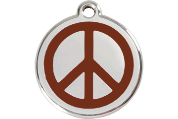 Red Dingo Enamel Pet ID Tag - 1PC - Peace Sign Brown / Large - Paw Naturals