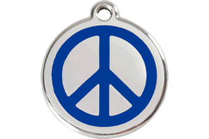 Red Dingo Enamel Pet ID Tag - 1PC - Peace Sign Navy / Large - Paw Naturals