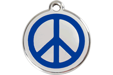 Red Dingo Enamel Pet ID Tag - 1PC - Peace Sign Navy / Large - Paw Naturals