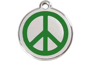 Red Dingo Enamel Pet ID Tag - 1PC - Peace Sign Green / Large - Paw Naturals