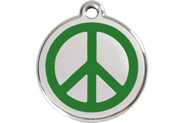 Red Dingo Enamel Pet ID Tag - 1PC - Peace Sign Green / Large - Paw Naturals