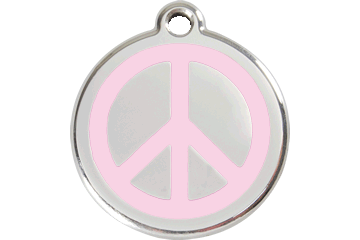 Red Dingo Enamel Pet ID Tag - 1PC - Peace Sign Pink / Large - Paw Naturals