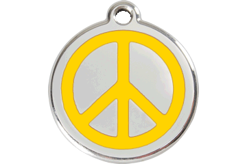 Red Dingo Enamel Pet ID Tag - 1PC - Peace Sign Yellow / Large - Paw Naturals