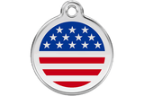Red Dingo Enamel Pet ID Tag - 1US - US Flag Small - Paw Naturals