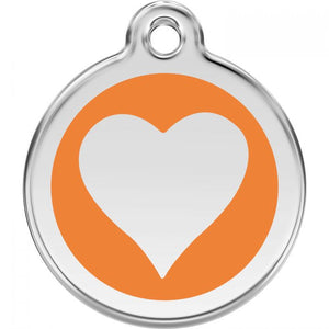 Red Dingo Enamel Pet ID Tag - 1HT - Heart Orange / Large - Paw Naturals