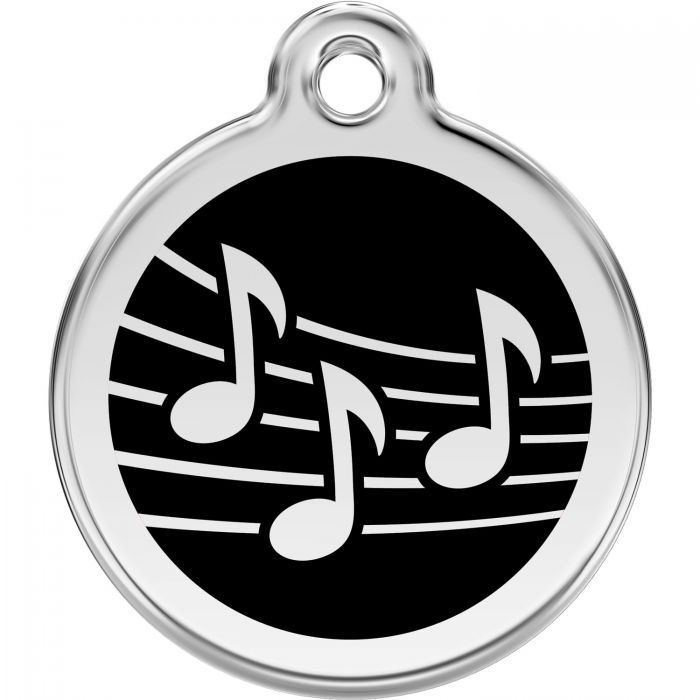 Red Dingo Enamel Pet ID Tag - 1MU - Music Notes Black / Large - Paw Naturals