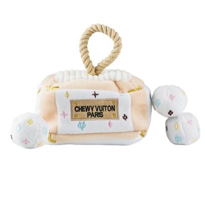Haute Diggity Dog White Chewy Vuiton Interactive Trunk Plush Toy
