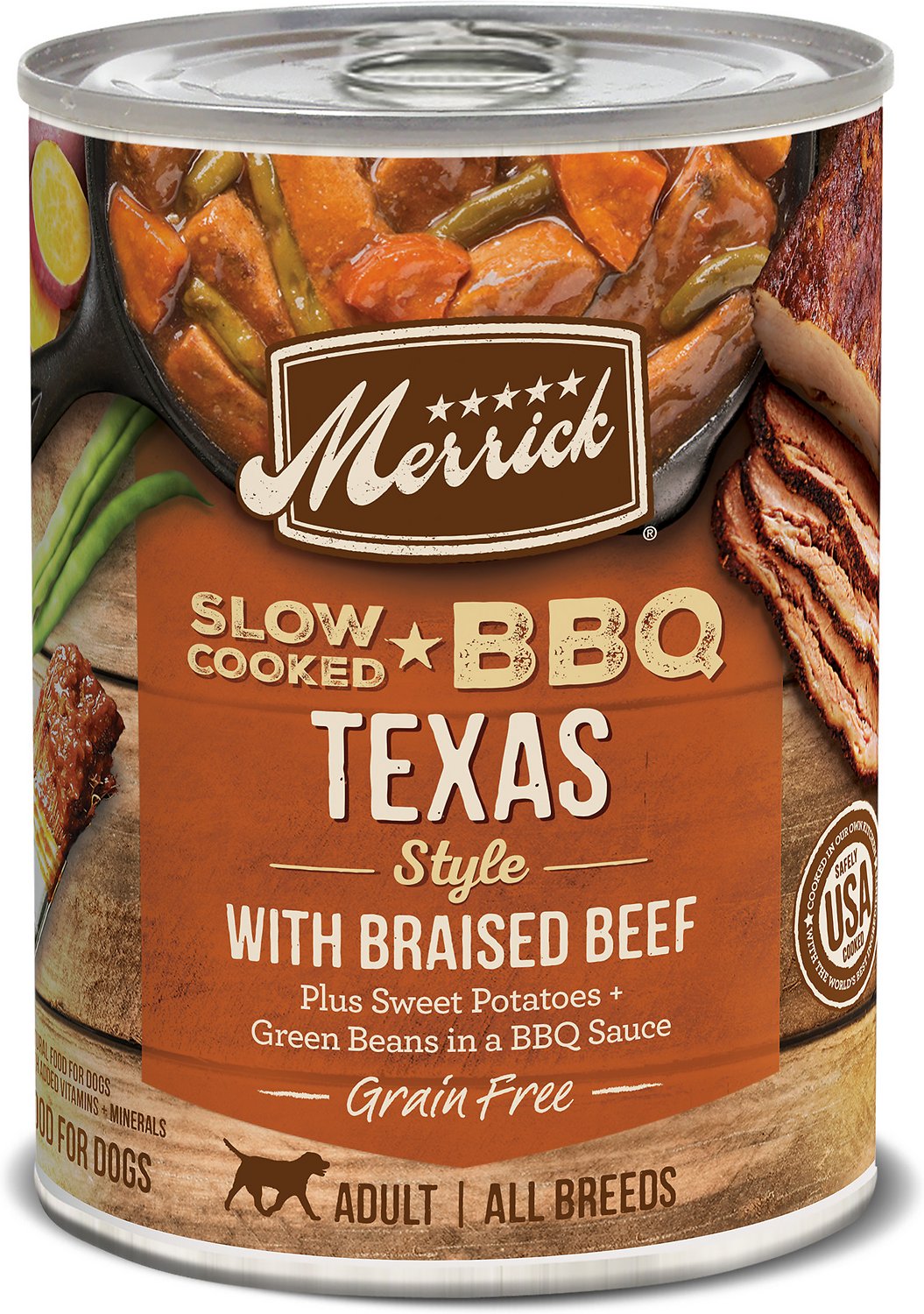 Merrick Slow-Cooked BBQ Grain-Free Canned Dog Food 12.7oz Texas - Paw Naturals