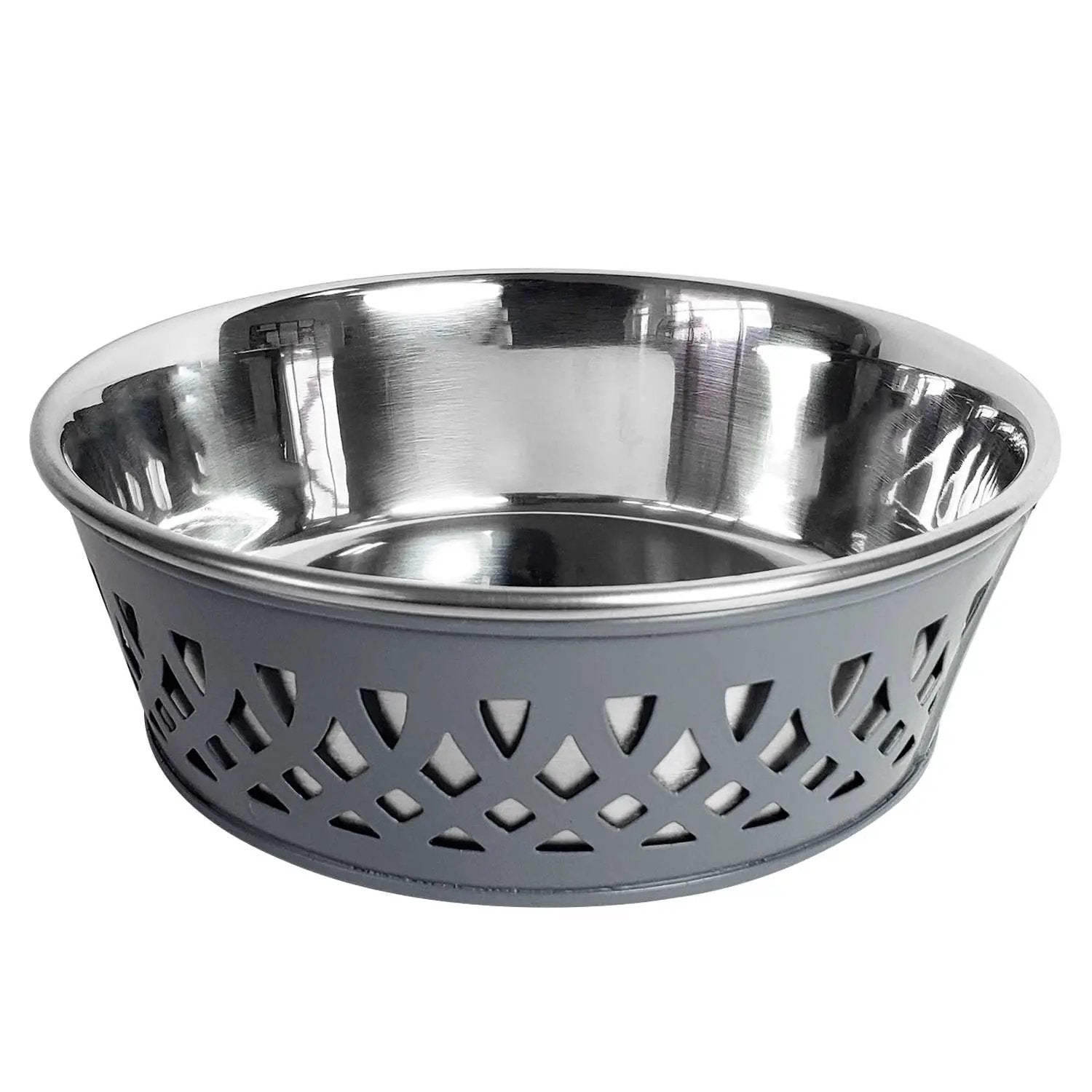 Jojo Modern Pets Eco-friendly Stainless Steel Farmhouse Dog Bowl Gray
