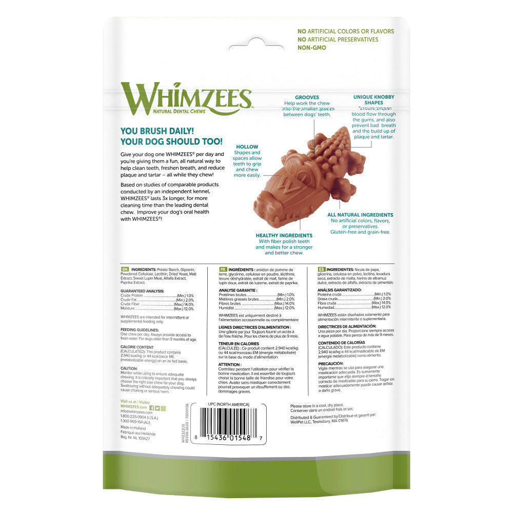 Whimzeess Dental Chew Alligator 12.7oz Dog Treats
