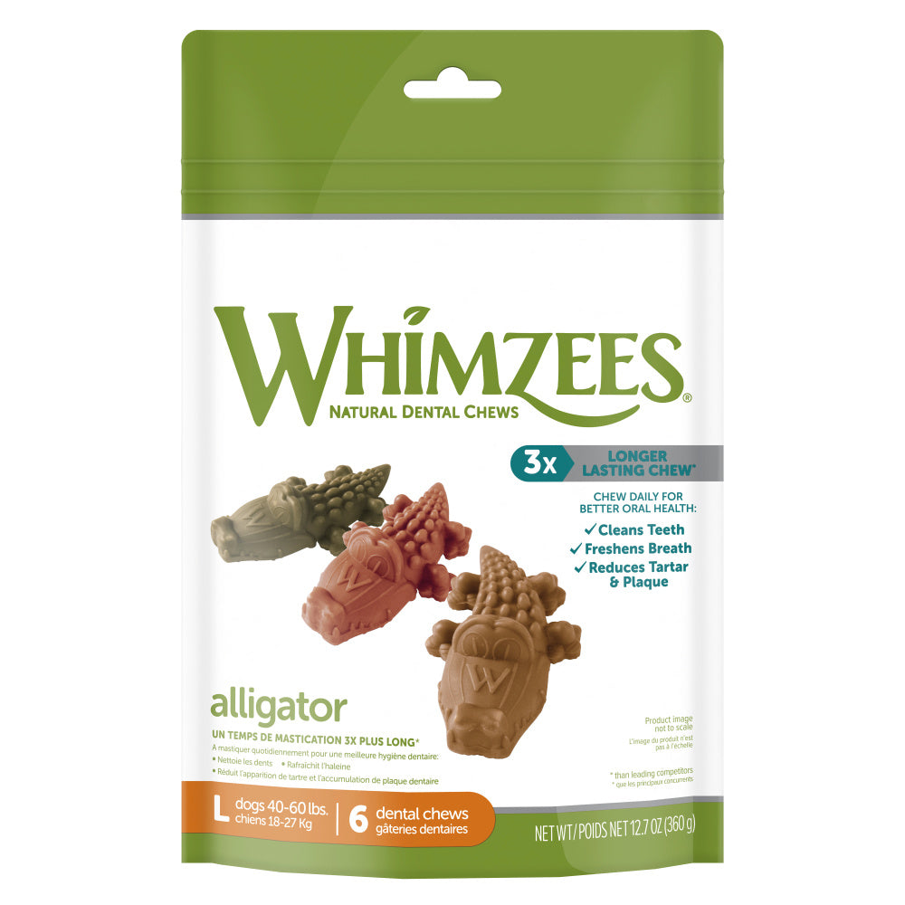 Whimzeess Dental Chew Alligator 12.7oz Dog Treats