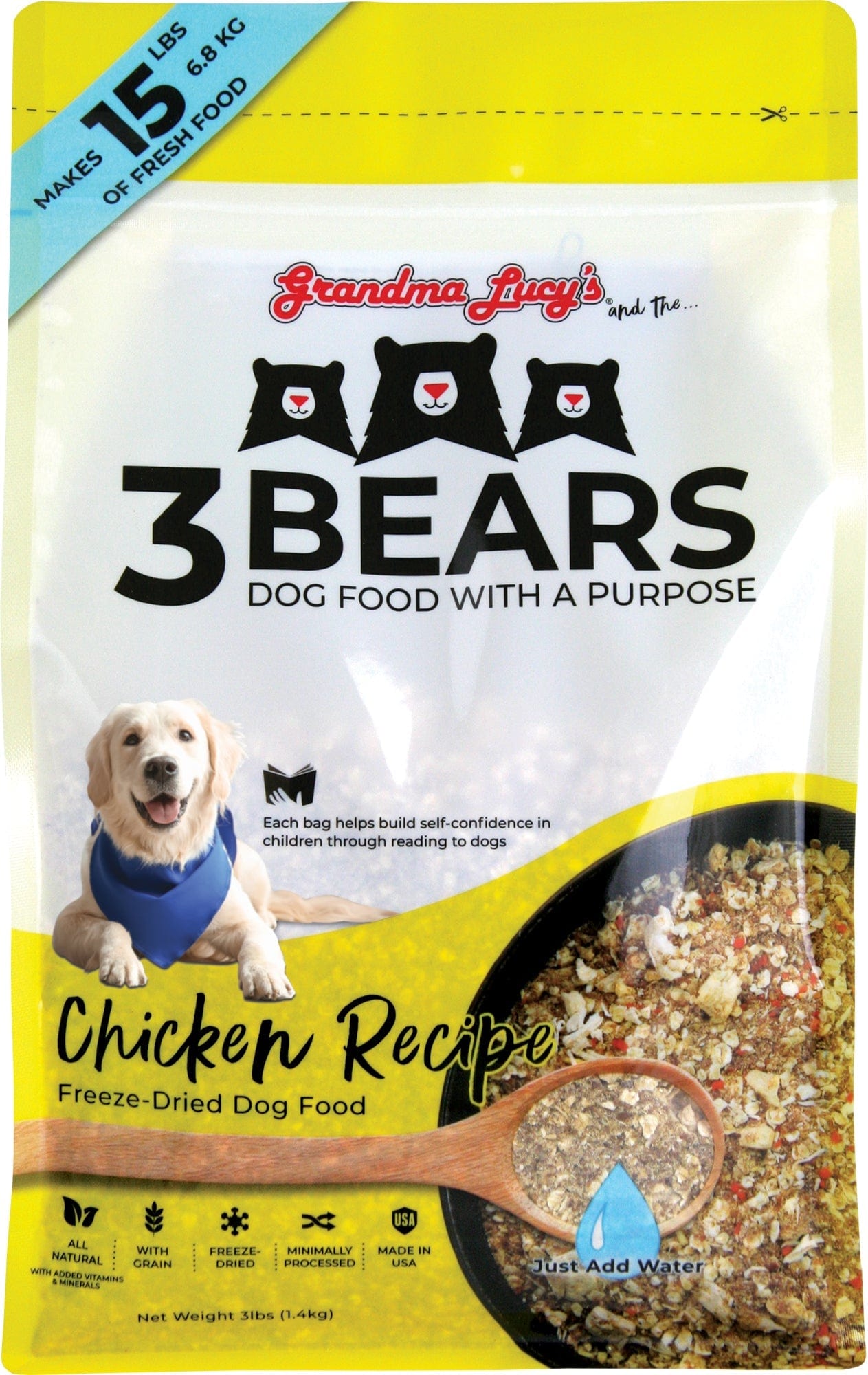 Grandma Lucy's 3 Bears Chicken Freeze-Dried Dog Food 1lb - Paw Naturals