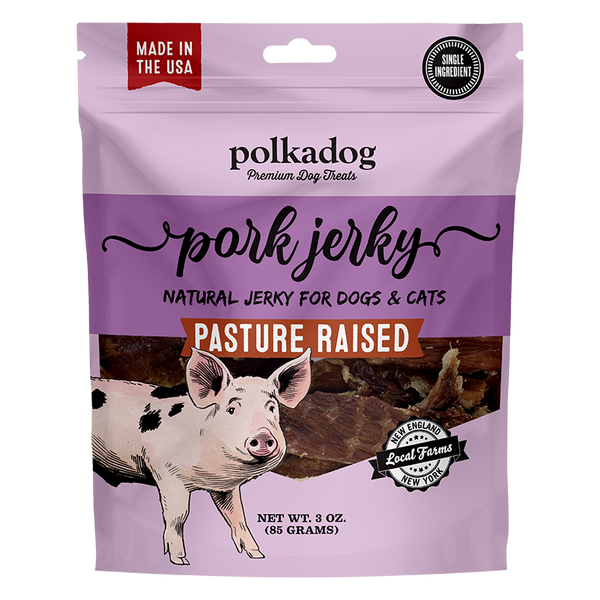 PolkaDog Bakery Pork Jerky Treats for Dogs & Cats 3oz