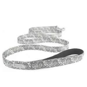 Mighty Paw Grey Paisley Designer Collar & Leash for Dogs Leash 6' - Paw Naturals