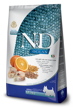 Farmina N&D Ocean Cod, Spelt, Oat & Orange Dry Dog Food 5.5lb / Adult Mini - Paw Naturals