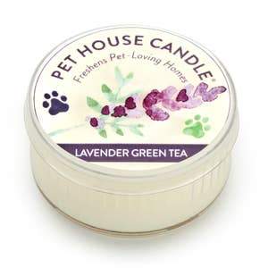 Pet House By One Fur All Mini Travel Candle 1.5 oz Lavender Green Tea - Paw Naturals