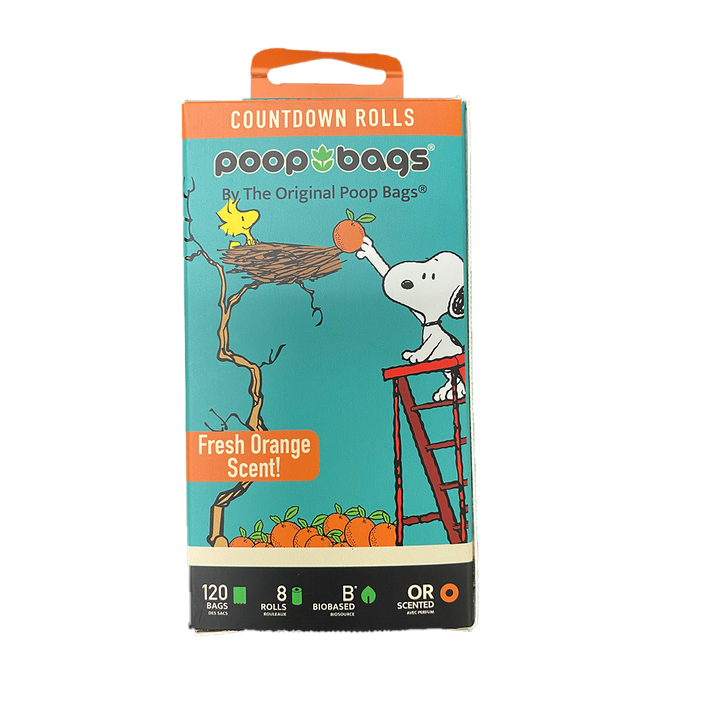 Original Poop Bags Peanuts Themed Biobased Poop Bags Scented Leash Rolls 120ct - Paw Naturals