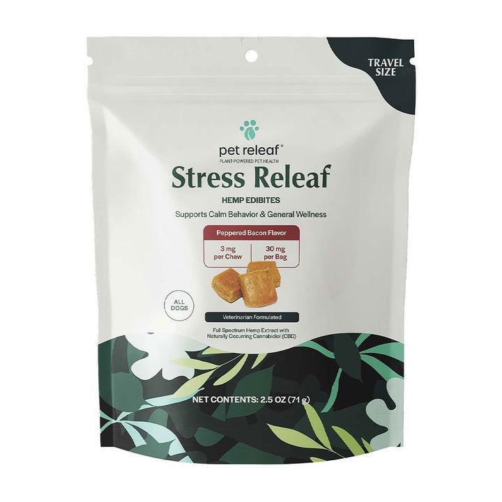 Pet Releaf Hemp Stress Releaf Soft Chew Peppered Bacon 3mg - Trial Size - 2.5oz - Paw Naturals