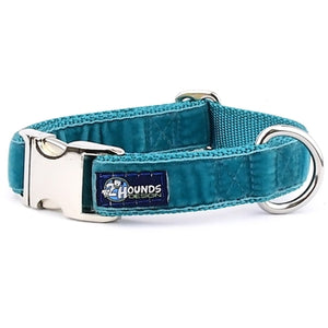 2 Hounds Design Swiss Velvet Essential Dog Collar Teal / Small (10-14") Collar - Paw Naturals