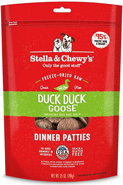 Stella & Chewy's Duck Duck Goose Dinner Patties Raw Freeze-Dried Dog Food 25oz - Paw Naturals