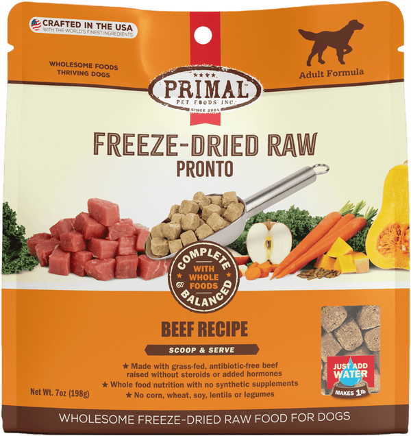 Primal Pronto Raw Freeze-Dried Beef Dog Food 7oz - Paw Naturals
