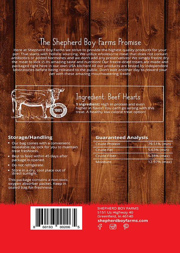Shepherd Boy Farms Freeze-Dried Beef Heart Treat 3oz - Paw Naturals