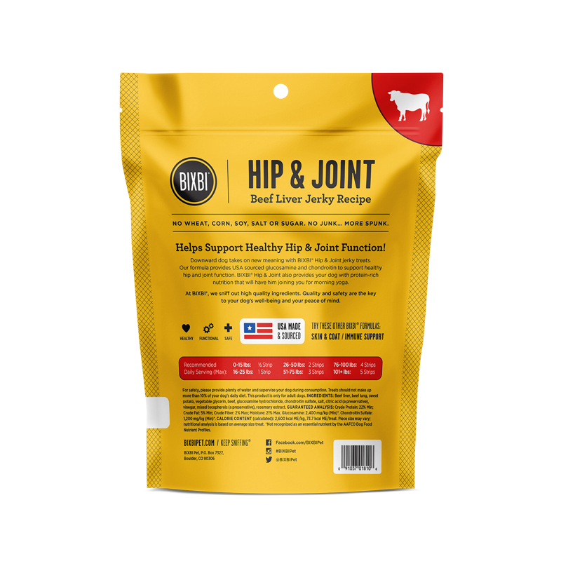 Bixbi Hip & Joint Beef Liver Jerky Dog Treat