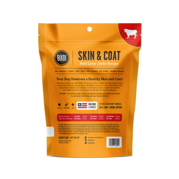 Bixbi Skin & Coat Beef Liver Jerky Dog Treat