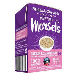 Stella & Chewy's Marvelous Morsels Cartons 5.5oz Canned Cat Food Chicken & Salmon - Paw Naturals