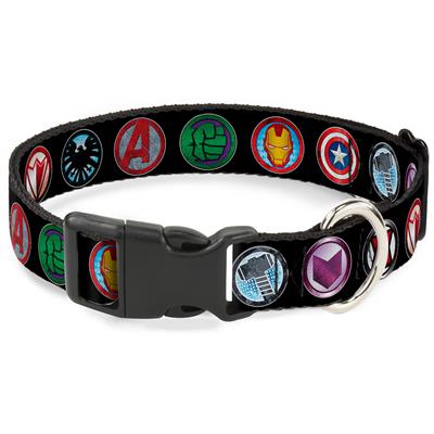 Marvel Comics Plastic Clip Collar Avenger Icons Black/Multi Color Collar