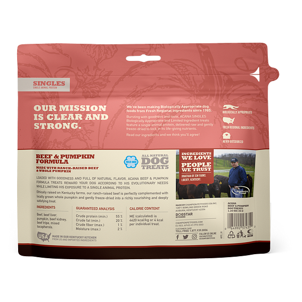 Acana Beef & Pumpkin Freeze-Dried Dog Treat 1.25oz - Paw Naturals