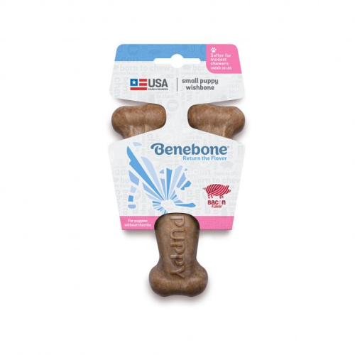 Benebone Puppy Wishbone Bacon Flavor Chew Toy Small - Paw Naturals