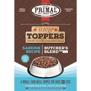 Primal Butcher's Blend Raw Frozen Toppers for Dogs & Cats 2LB Sardine - Paw Naturals