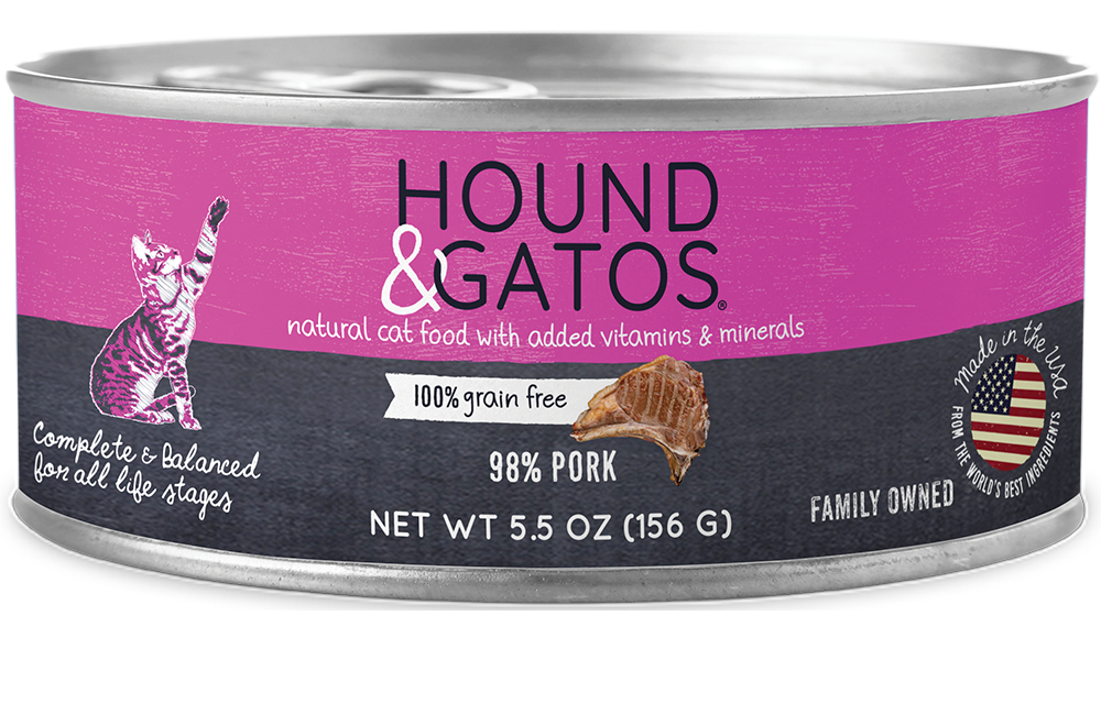 Hound & Gatos Canned Cat Food 5.5oz Pork - Paw Naturals
